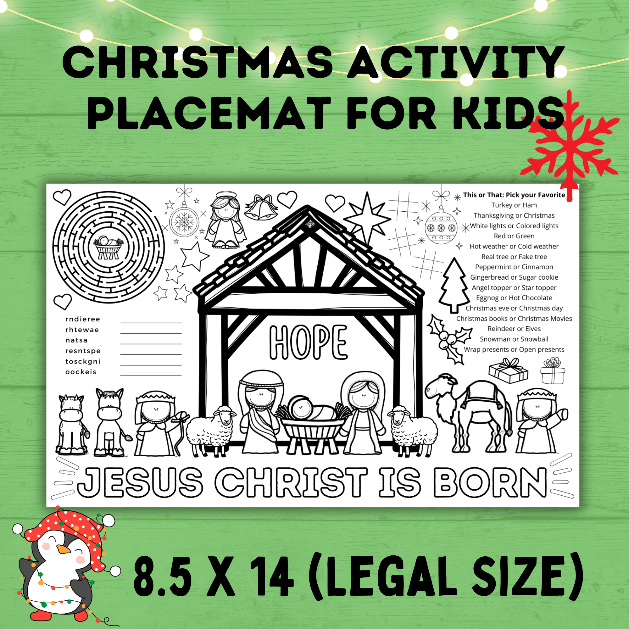 Christmas Placemat for Kids | Christmas Nativity Activity | Activity S ...