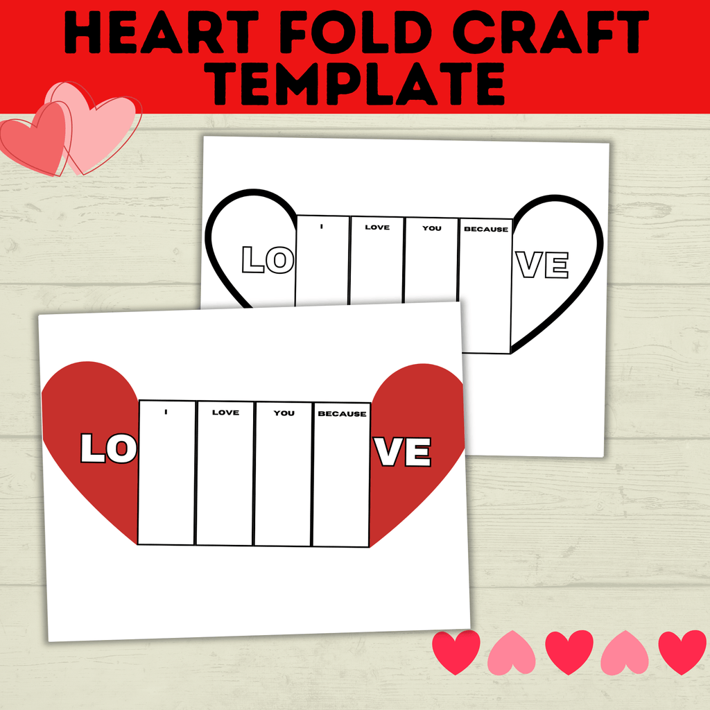 Heart Craft | Valentine's Day Craft | Folding Heart Craft | Kids Crafts | Party Crafts | Love Craft | I love you Craft for Kids | Printable