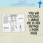 Bible Activity Page | Ruth Coloring Page | Ruth and Naomi | Ruth and Boaz | Christian Digital Download | Bible Craft | Activity Printable