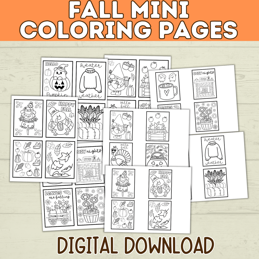 Fall Coloring Pages | Fall Activity Page | Fall | Fall Printables | Fall Preschool | Digital Download | Halloween Printable