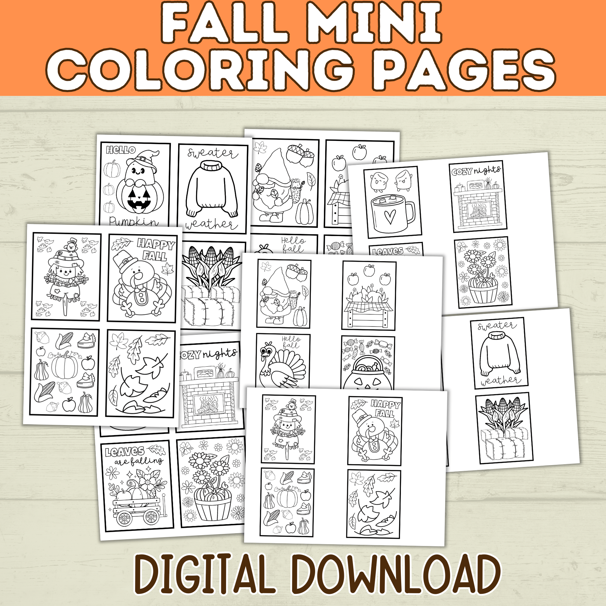 Fall Coloring Pages | Fall Activity Page | Fall | Fall Printables | Fall Preschool | Digital Download | Halloween Printable