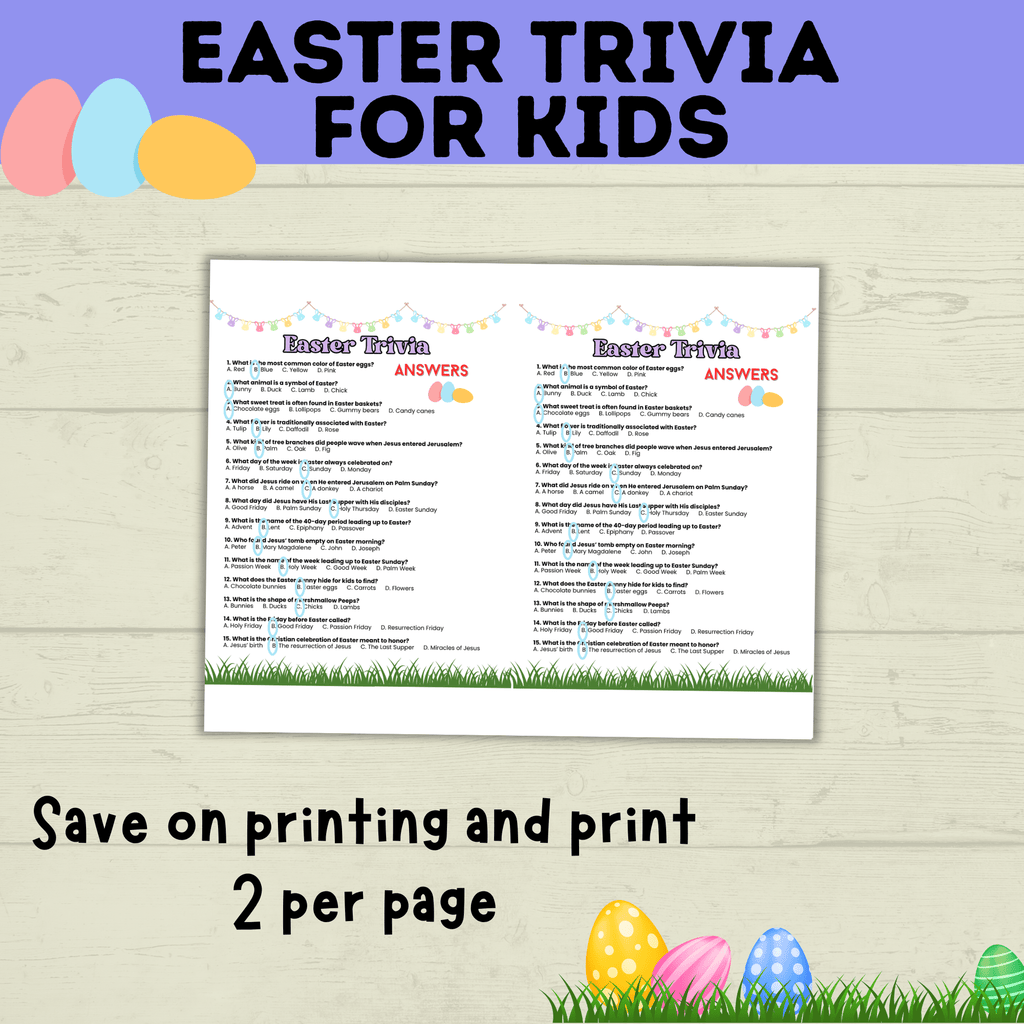 Easter Trivia for Kids | Kid's Trivia | Easter Printables | Easter Games | Kids Games | Classroom Games | Party Games | PDF download