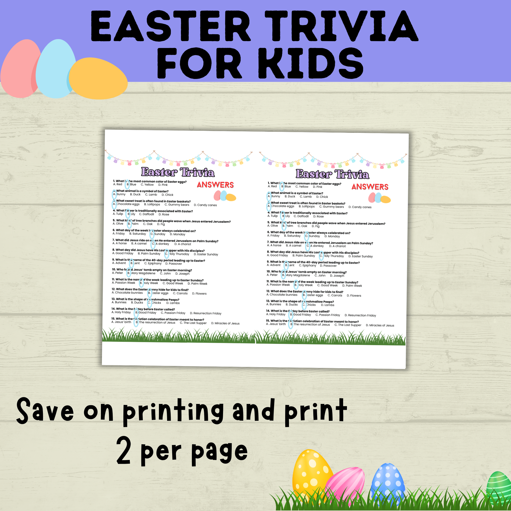 Easter Trivia for Kids | Kid's Trivia | Easter Printables | Easter Games | Kids Games | Classroom Games | Party Games | PDF download