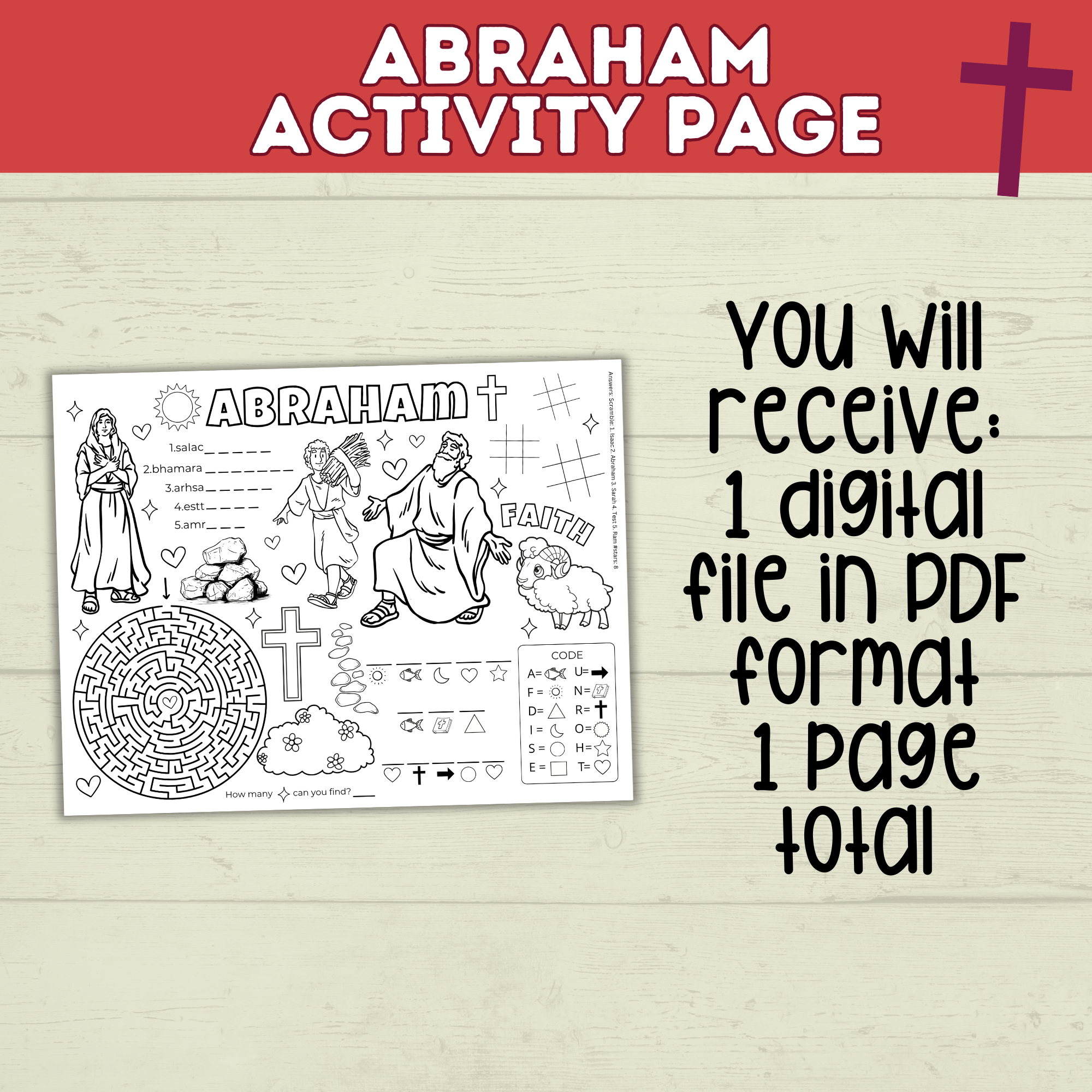 Abraham and Isaac Coloring Page | Abraham and Sarah | Bible Activity Page | Kids Activity Placemat | Bible Lesson Plans | Digital Download