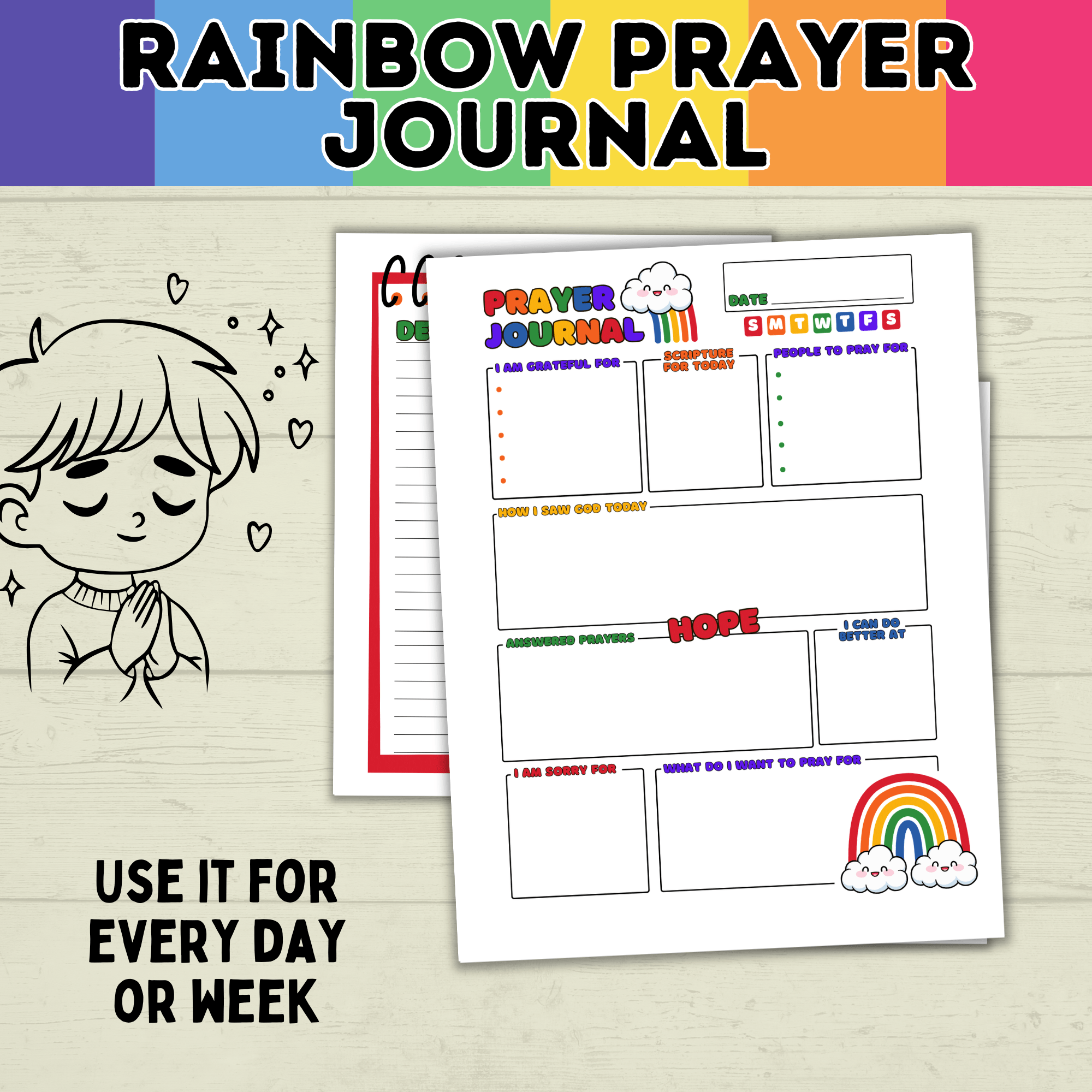 Prayer Journal for Kids | Rainbow Journal | Rainbow-themed | Journal for Kids | Teach Kids Prayer | Prayer Download | Prayer Printable