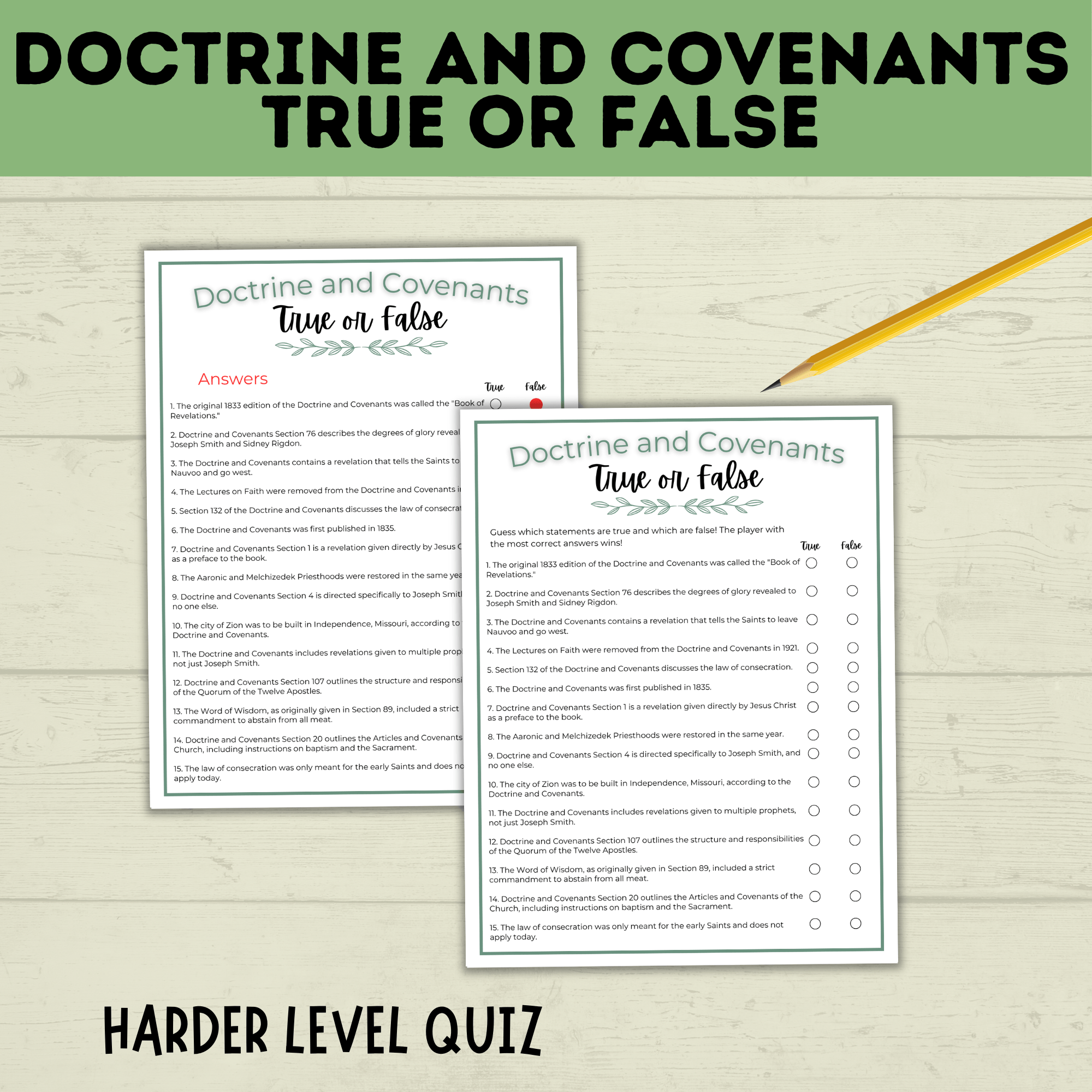Doctrine and Covenants True or False | Doctrine and Covenants Quiz | Scripture Quiz | Come Follow Me | D&C Lesson | Sunday School Lesson
