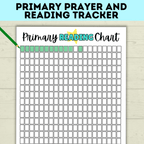 Primary Reading and Prayer Tracker | Prayer Tracker | Reading Tracker | Primary Printables | LDS Primary | Come Follow Me | Prayer Chart