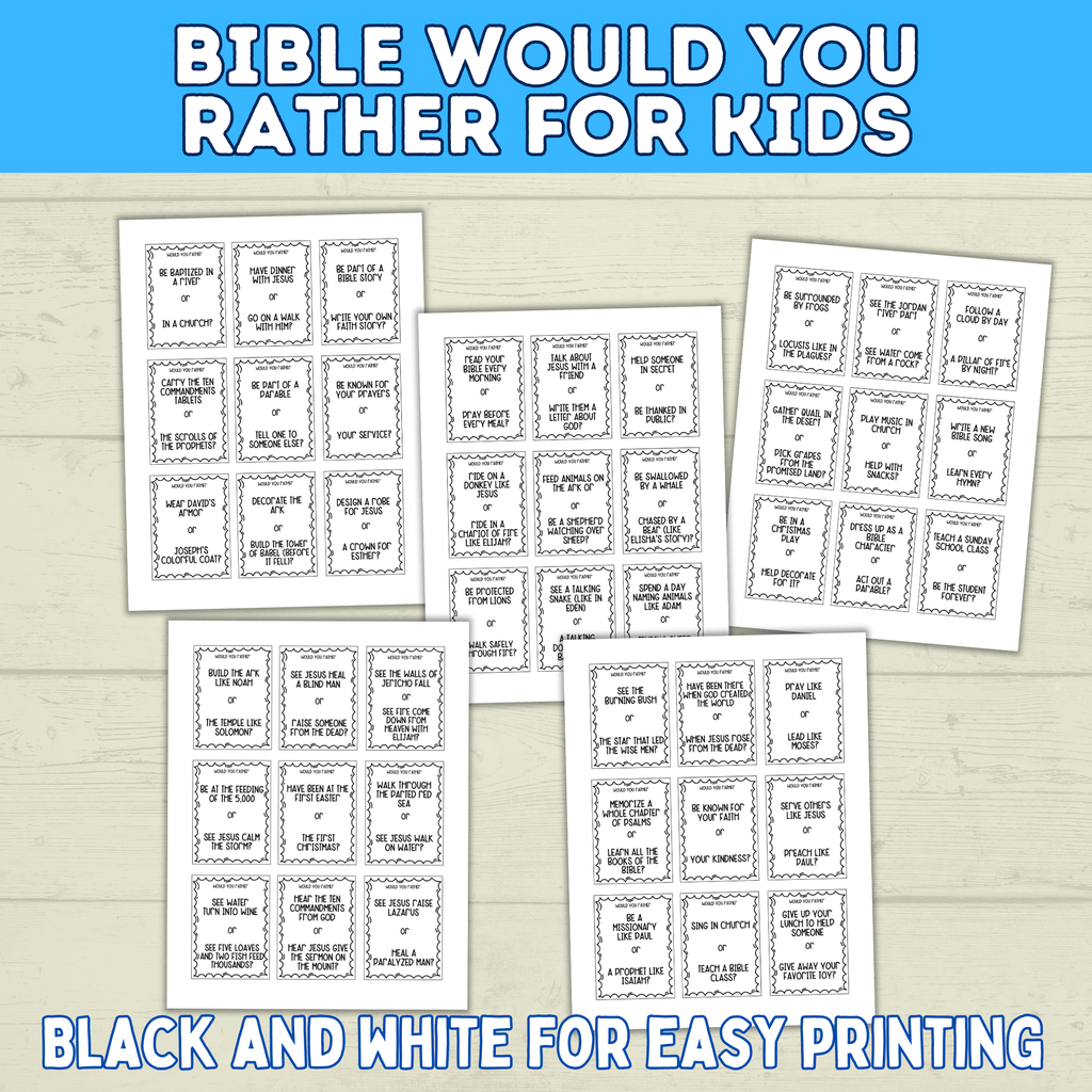 Bible Games for Kids | Would You Rather Bible Edition for Kids | Church Games | Digital Download | Bible Trivia | Sunday School Games