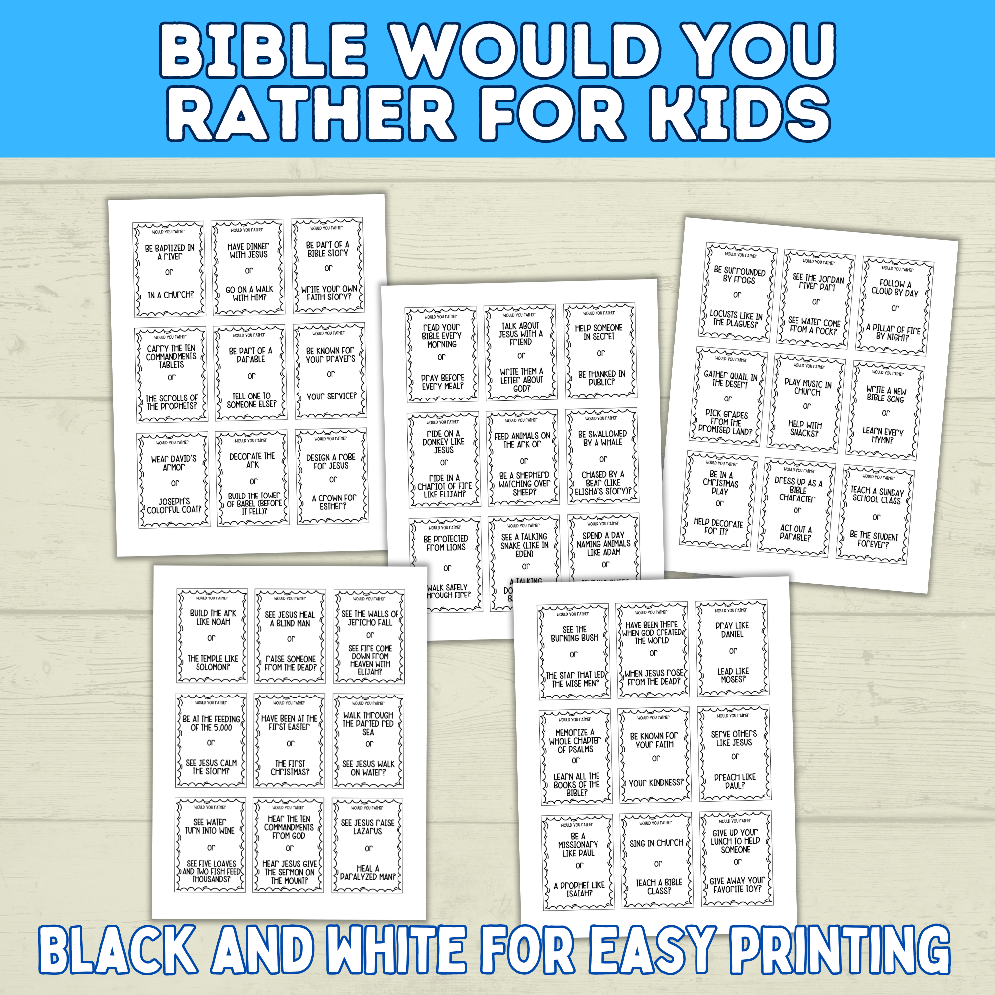 Bible Games for Kids | Would You Rather Bible Edition for Kids | Church Games | Digital Download | Bible Trivia | Sunday School Games