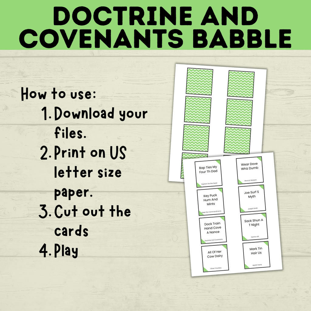 Doctrine and Covenants Game | Doctrine and Covenants Babble | D&C Game | Doctrine and Covenants Printable | Kids Game | Scripture Game