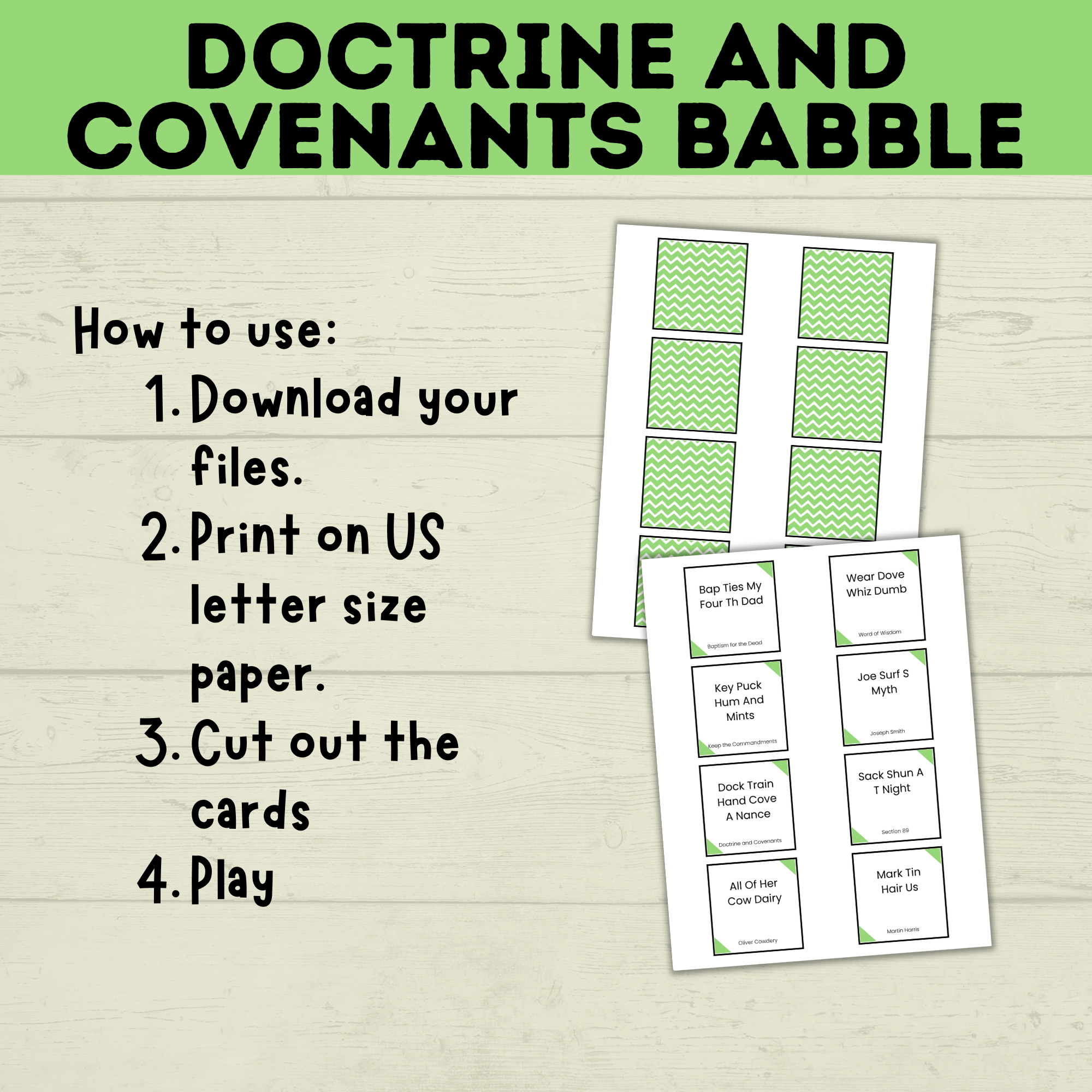 Doctrine and Covenants Game | Doctrine and Covenants Babble | D&C Game | Doctrine and Covenants Printable | Kids Game | Scripture Game