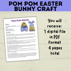 Easter Crafts | Easter Bunny Crafts | Pom Pom Easter Bunny | Kids Easter Crafts | Easter Printables | Easter Activities | Kids Crafts