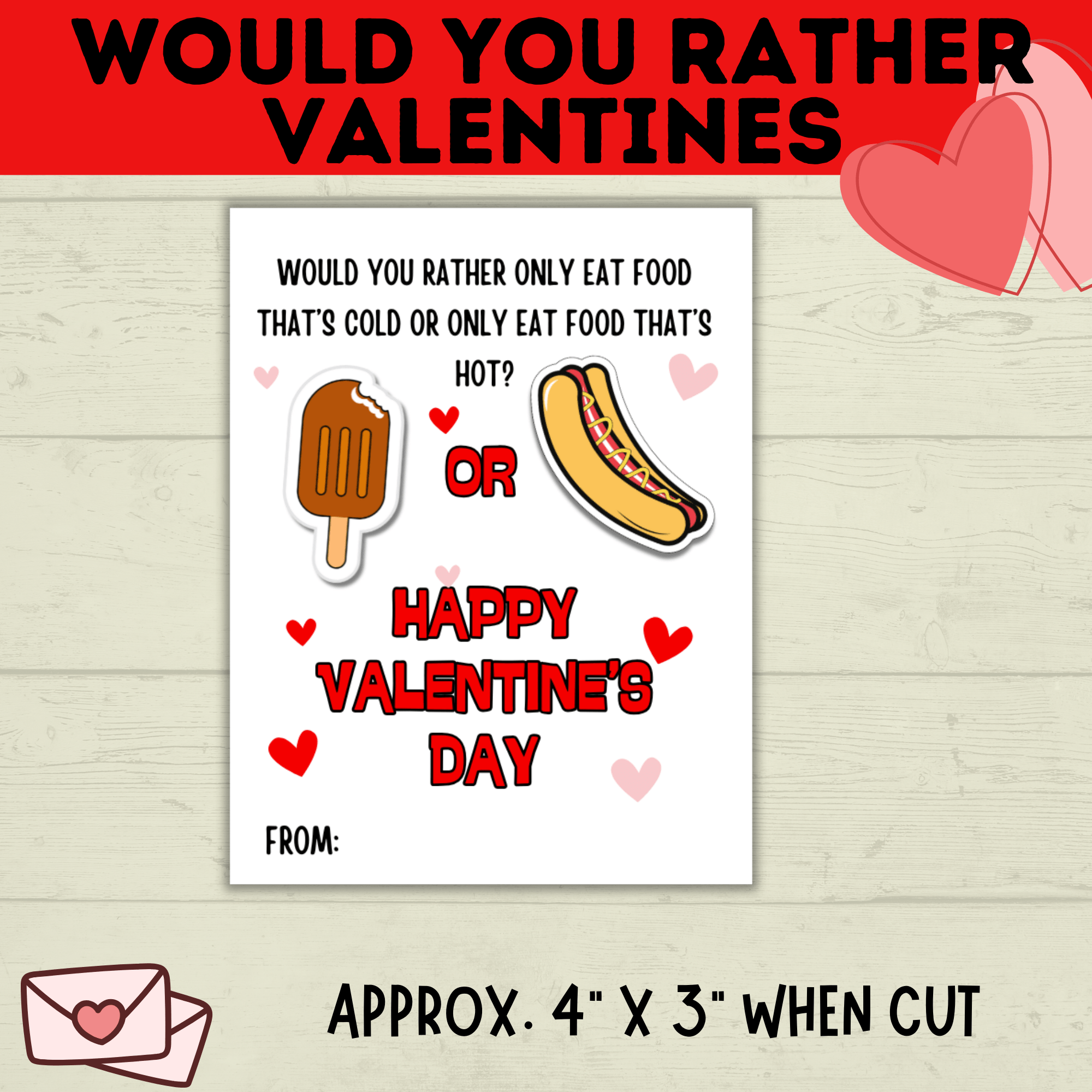 Valentine's Day Cards for Kids | Would You Rather Valentine's Cards for Kids | Kids Cards | Valentine's Day Printables | Digital Valentine's