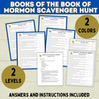 Book of Mormon Games | Book of Mormon Scavenger Hunt | BOM | Book of Mormon Kids Printable | Youth | LDS Printable | LDS Game | Church