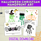 Halloween Christian Handprint Art for Kids | Bible Halloween Art | Handprint Art for Kids | Handprint Crafts | Halloween Handprint Crafts