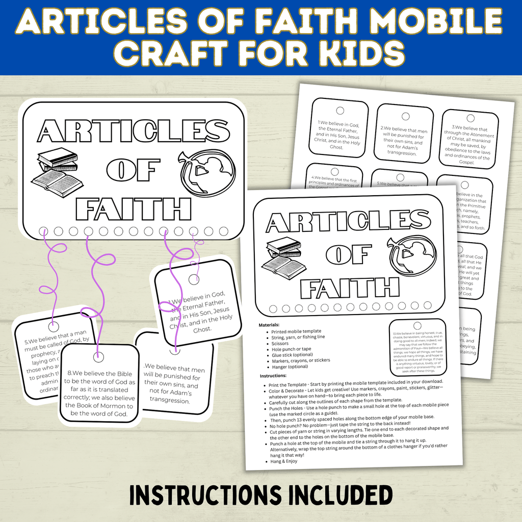 Articles of Faith Craft for Kids | Book of Mormon Craft | Doctrine and Covenants Craft | D&C Craft | Come Follow Me | Sunday School Craft