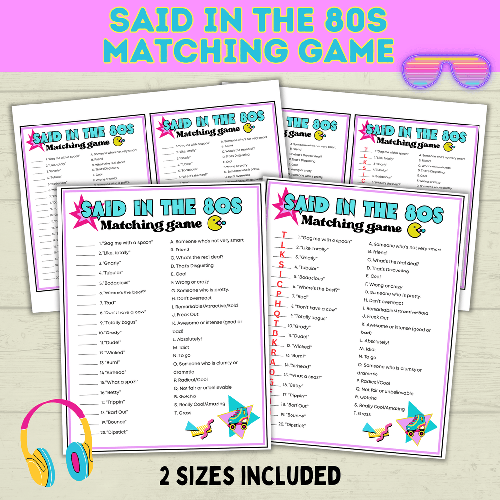 80s Games | 80s Party Games | Retro Games | 80s Birthday Party Game | 80s | Games | 80s Trivia | Printable Games | Vintage Games
