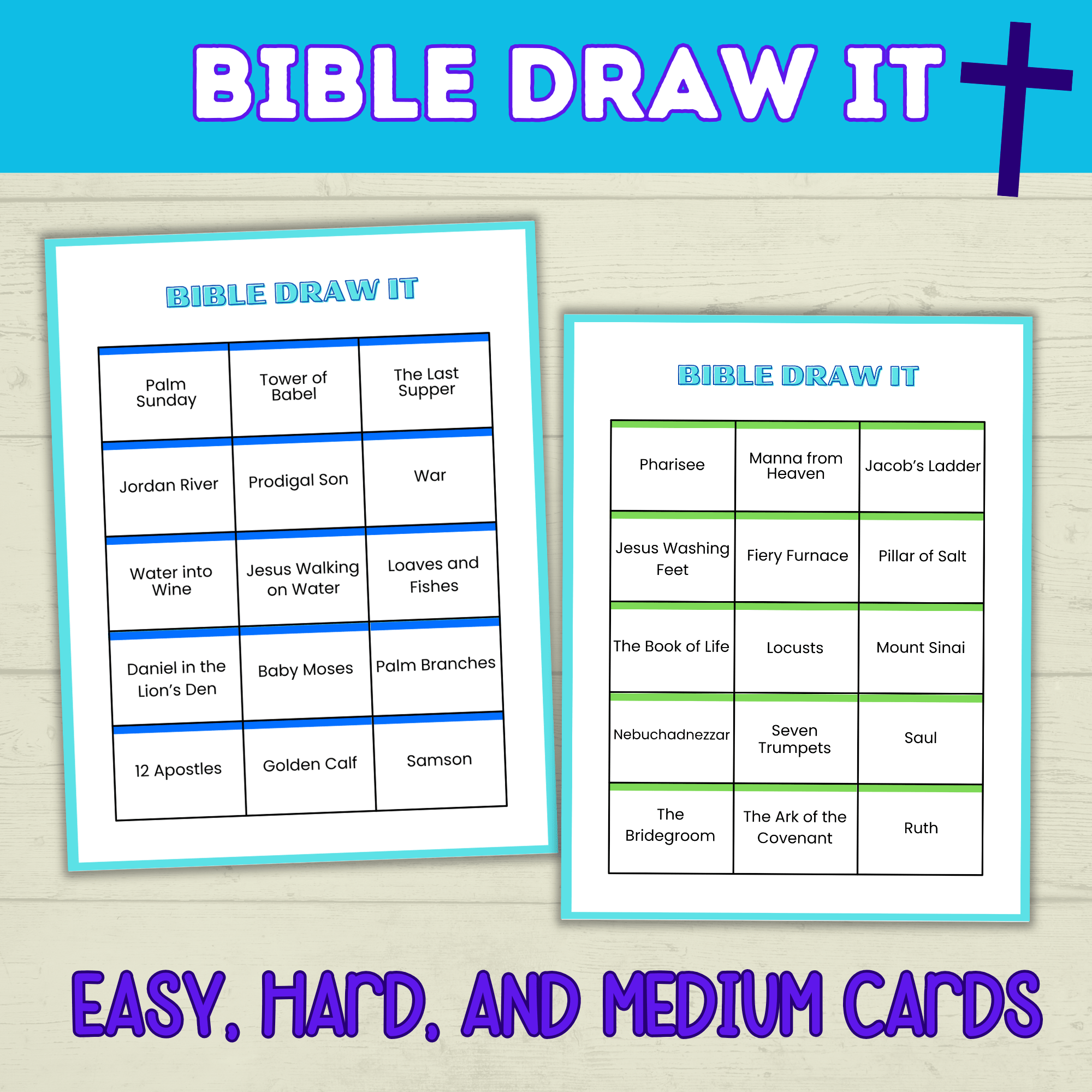 Bible Draw It | Bible Charades | Bible Games | Bible Activities for Kids | Church Games | Digital Download | Sunday School | Printables