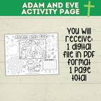 Adam and Eve Craft | Kids Coloring Page | Kids Printable | Adam and Eve Lesson | Bible Craft | Bible Activity Page | PDF digital download