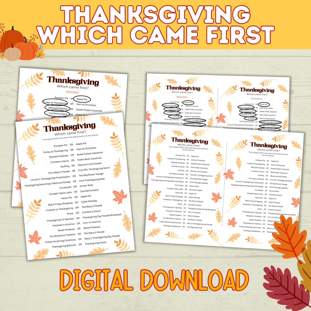 Thanksgiving Kids Game | Thanksgiving Party Game | Kids Digital Download | Kids Game | PDF download | Thanksgiving Activity | Family Game