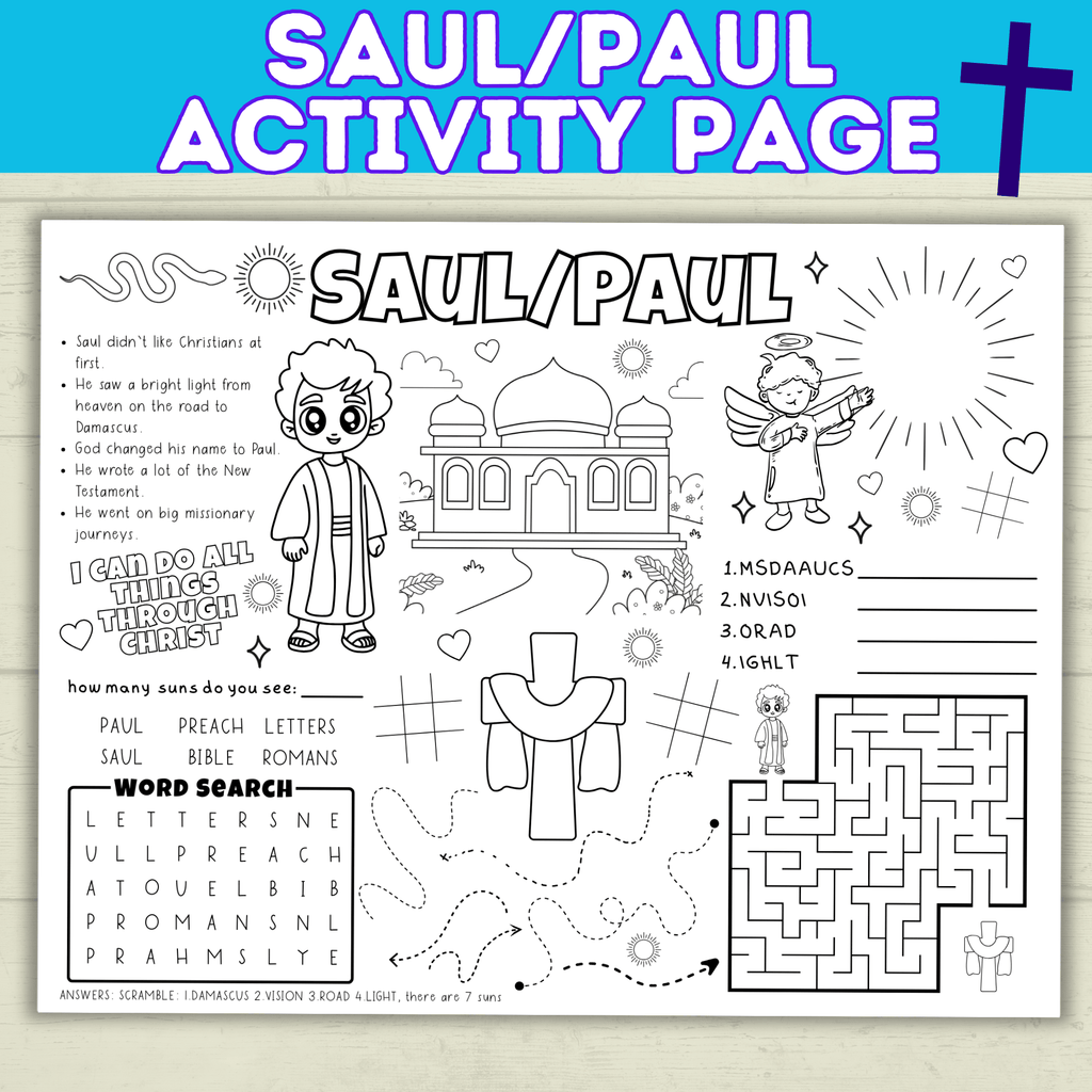 Paul Coloring Page | Saul Coloring Page | Bible Activity Sheet | Bible Printable | Digital Download | Bible Lessons | Church Activity
