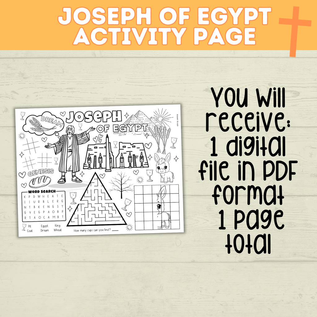 Joseph of Egypt Coloring Page | Activity Page | Bible Activity Page | Joseph Craft | Bible Craft | Christian Activities | Genesis