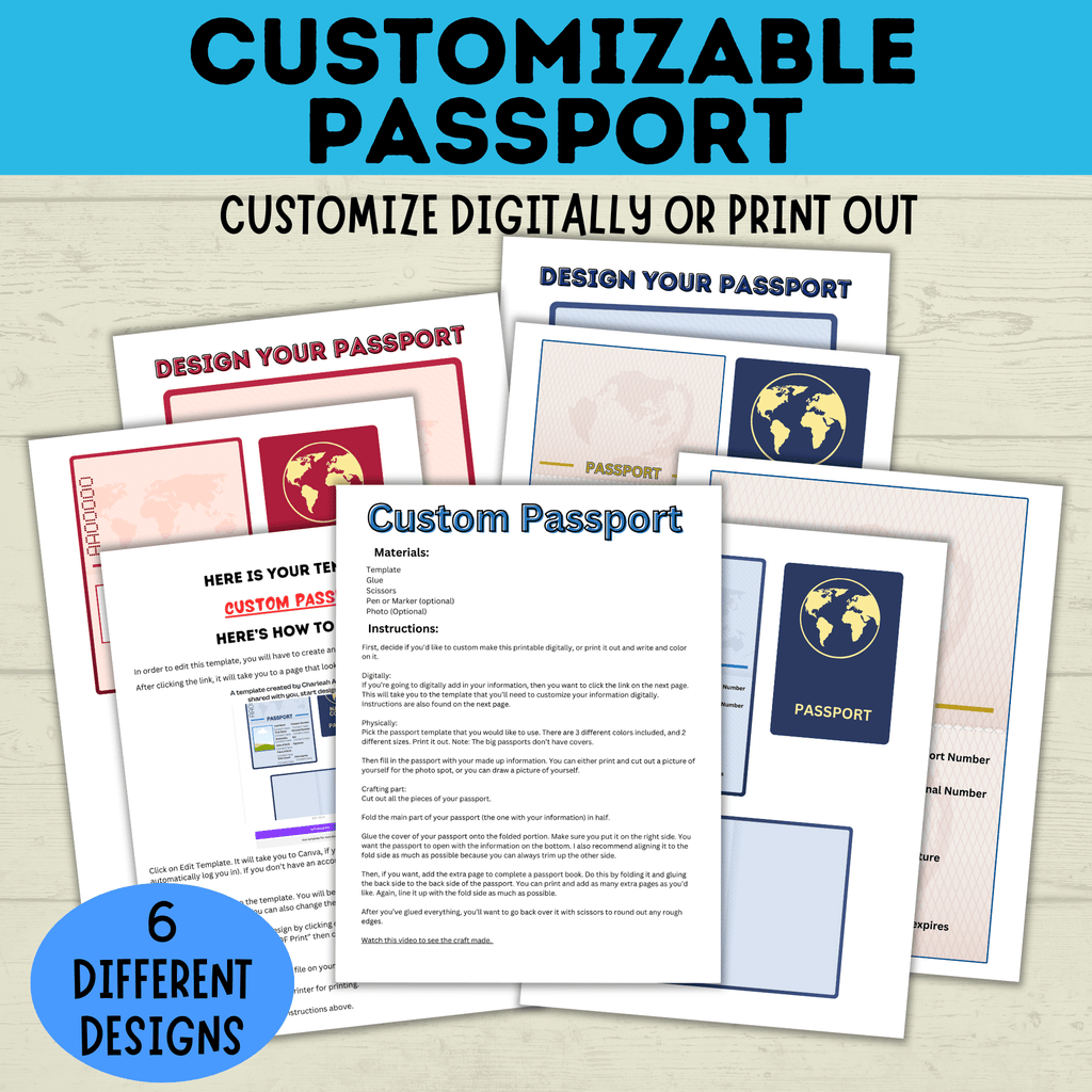 Passport Inlay Design Customizable Passport | Design Your Own Passport | Passport Craft | Ki ...