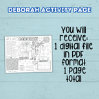 Bible Deborah Story Activity Page, Sunday School Craft, Christian Activity, Bible Lesson for Kids, Faith Lesson