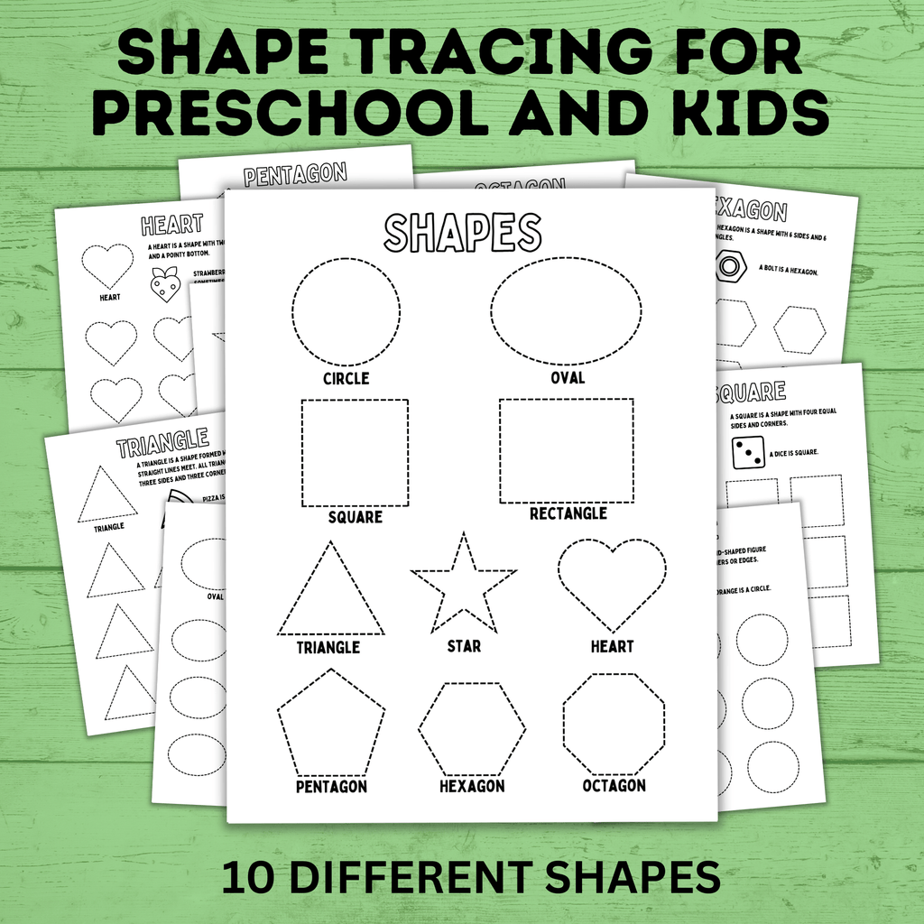 Preschool Shapes Tracing Worksheet | Preschool Worksheets | Preschool Shape Cards | Preschool Printables | Preschool Tracing Worksheet