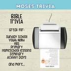 Moses Trivia Bible Game for Kids, Sunday School Old Testament Activity, Bible Lesson for Kids, Homeschool, Church Printable