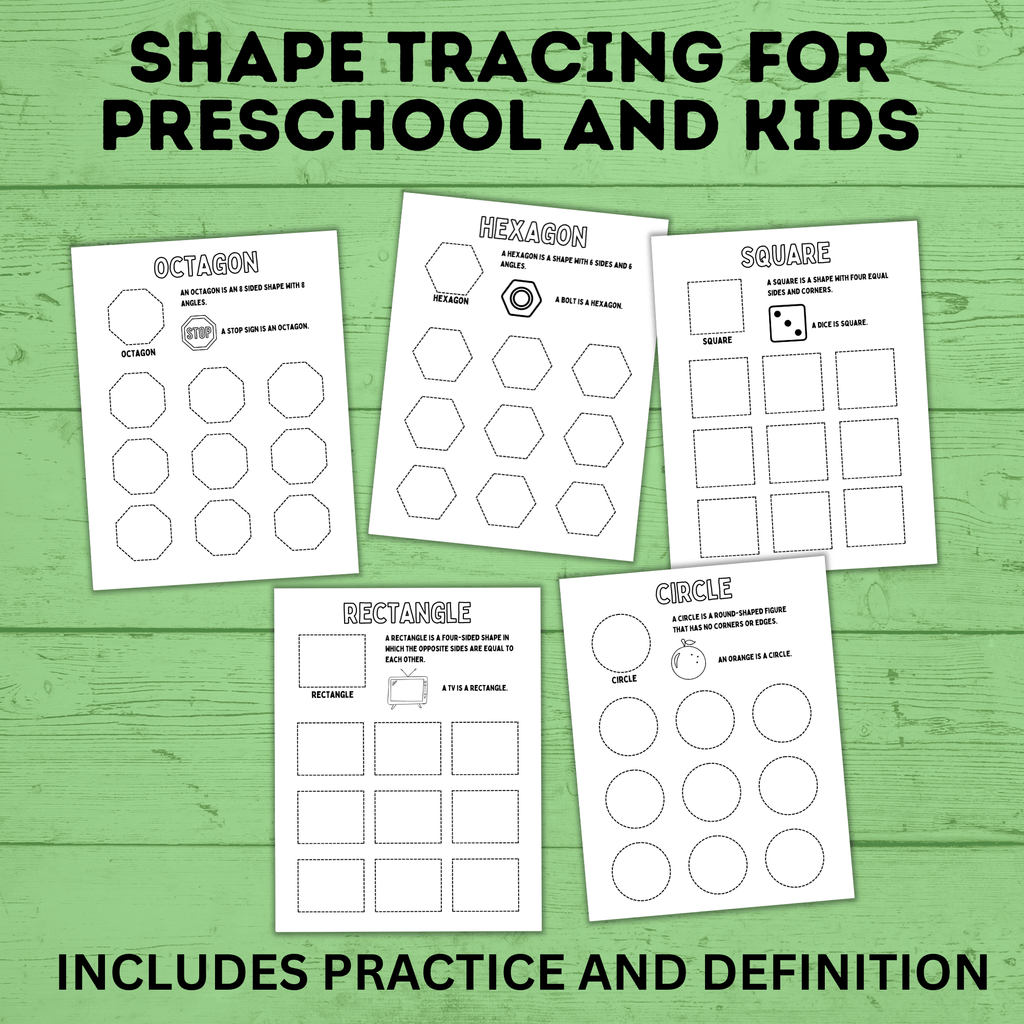 Preschool Shapes Tracing Worksheet | Preschool Worksheets | Preschool Shape Cards | Preschool Printables | Preschool Tracing Worksheet