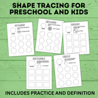 Preschool Shapes Tracing Worksheet | Preschool Worksheets | Preschool Shape Cards | Preschool Printables | Preschool Tracing Worksheet