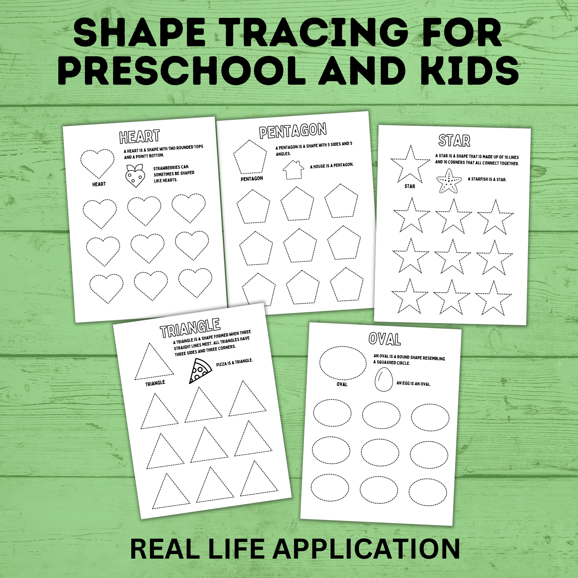 Preschool Shapes Tracing Worksheet | Preschool Worksheets | Preschool Shape Cards | Preschool Printables | Preschool Tracing Worksheet