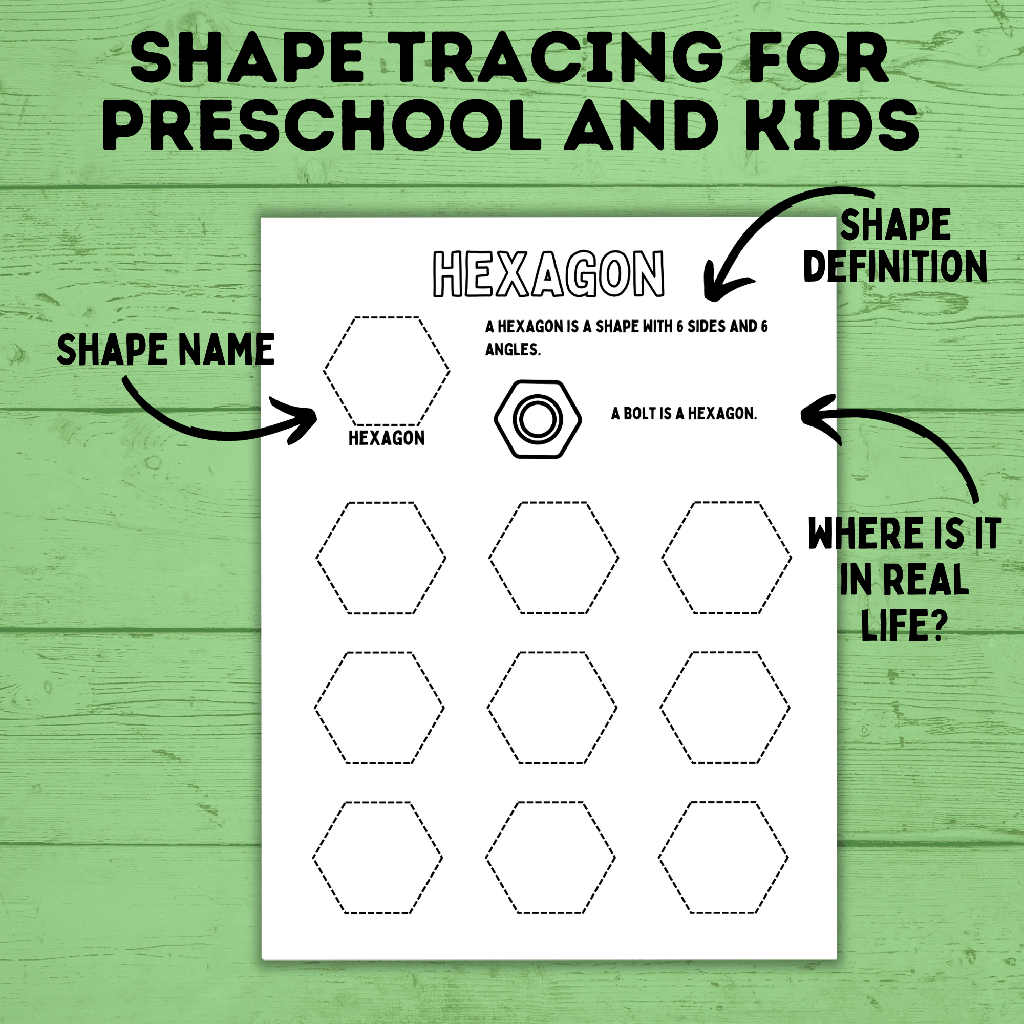 Preschool Shapes Tracing Worksheet | Preschool Worksheets | Preschool Shape Cards | Preschool Printables | Preschool Tracing Worksheet