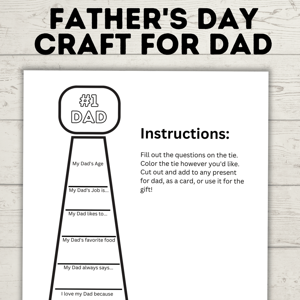 Father's Day Craft for Dad | Father's Day Printable | Father's Day Gift | Father's Day Card | Dad Craft | Gifts for Dad | Tie Craft