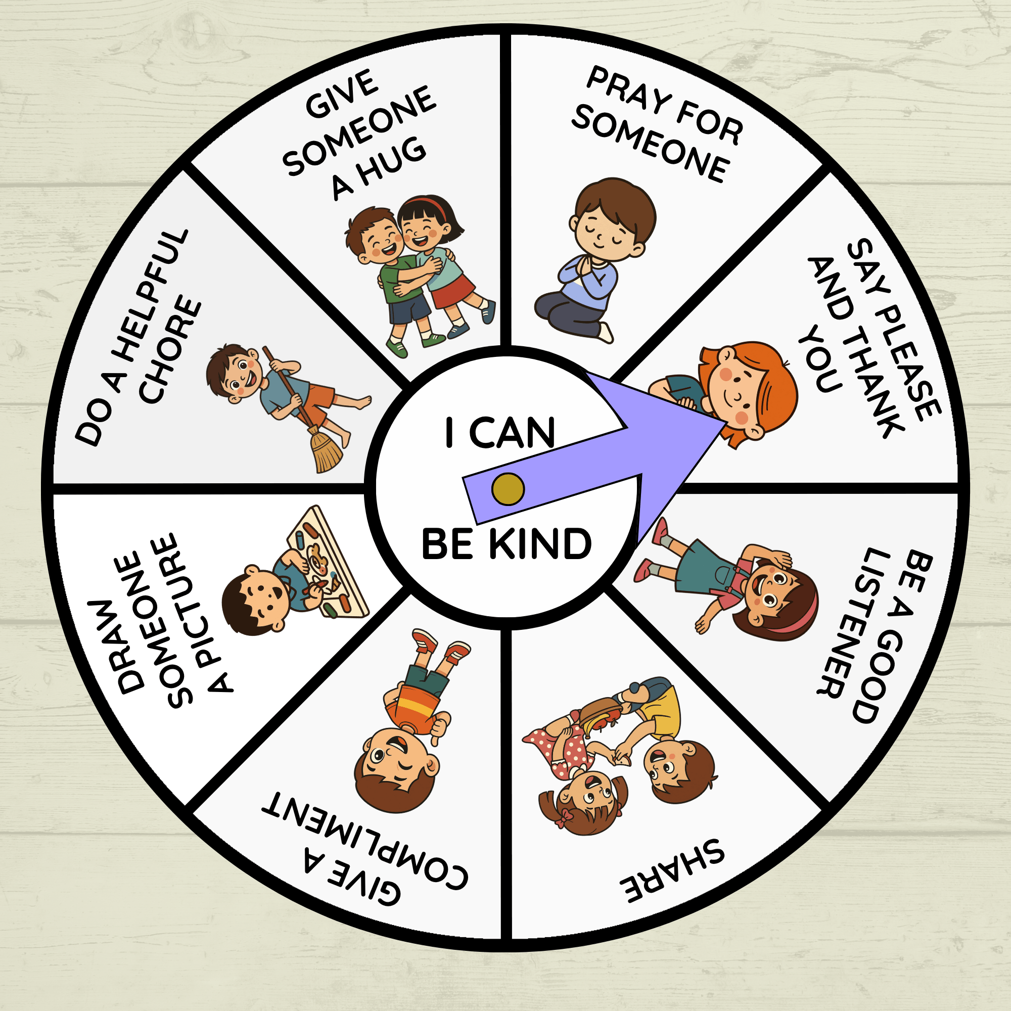 Kindness Craft for Kids, Kindness Spinner Craft, I Can Be Kind, Sunday School Craft