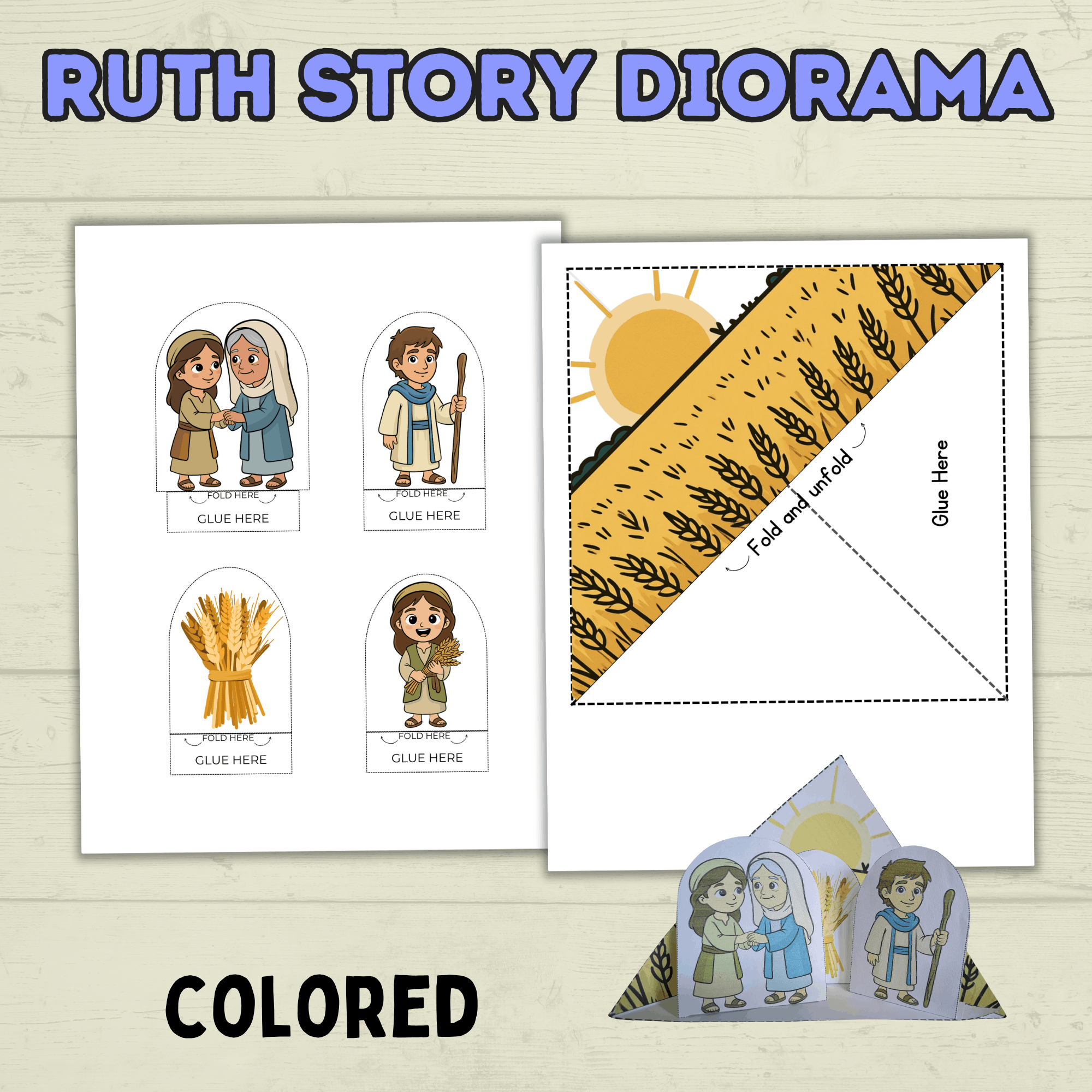 Ruth Bible Story Craft, Ruth Diorama Craft, 3D Ruth Craft, Bible Crafts, Sunday School Craft, Christian Crafts, Homeschool, Old Testament
