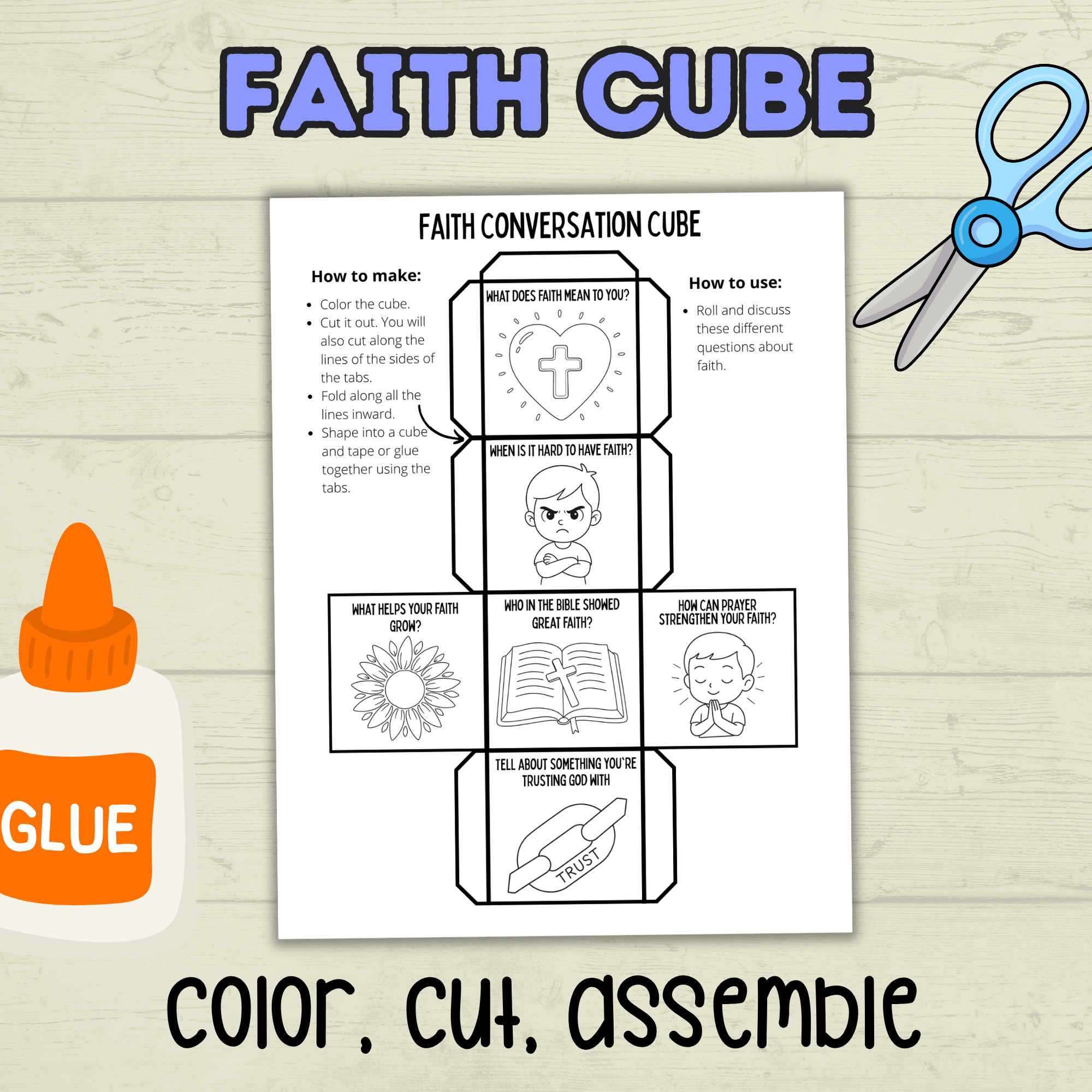 Faith Cube Craft, Bible Lesson Craft, Sunday School Craft, Christian Activity, Homeschool, Bible Heroes