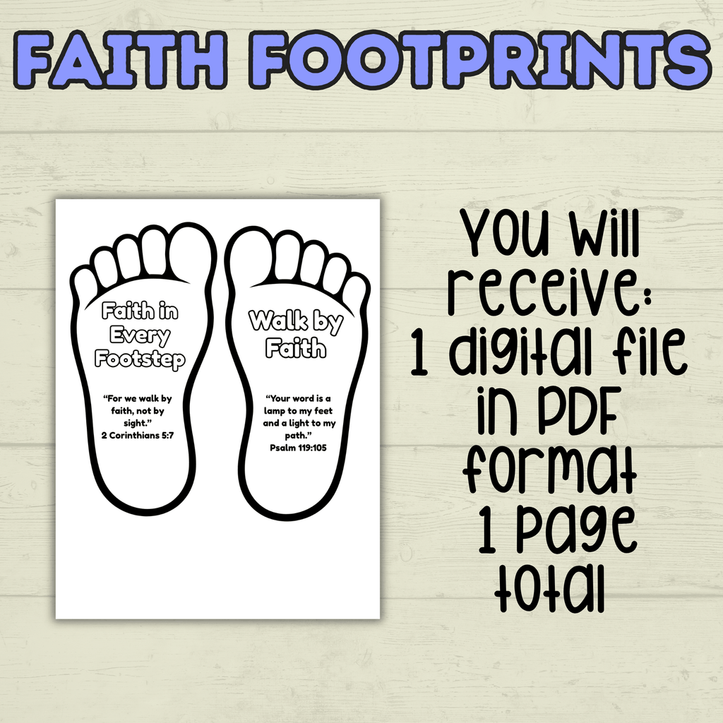 Faith Craft for Kids, Footprint Craft, Fan Craft, Bible Craft, Christian Craft, Kids Activity, Sunday School Craft, Walk by Faith