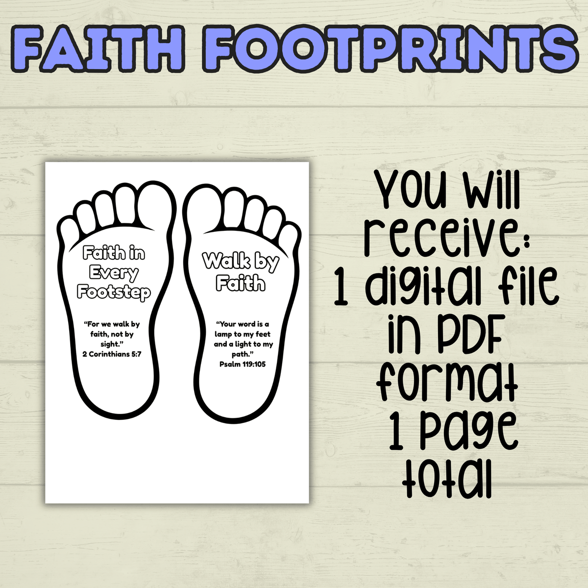 Faith Craft for Kids, Footprint Craft, Fan Craft, Bible Craft, Christian Craft, Kids Activity, Sunday School Craft, Walk by Faith