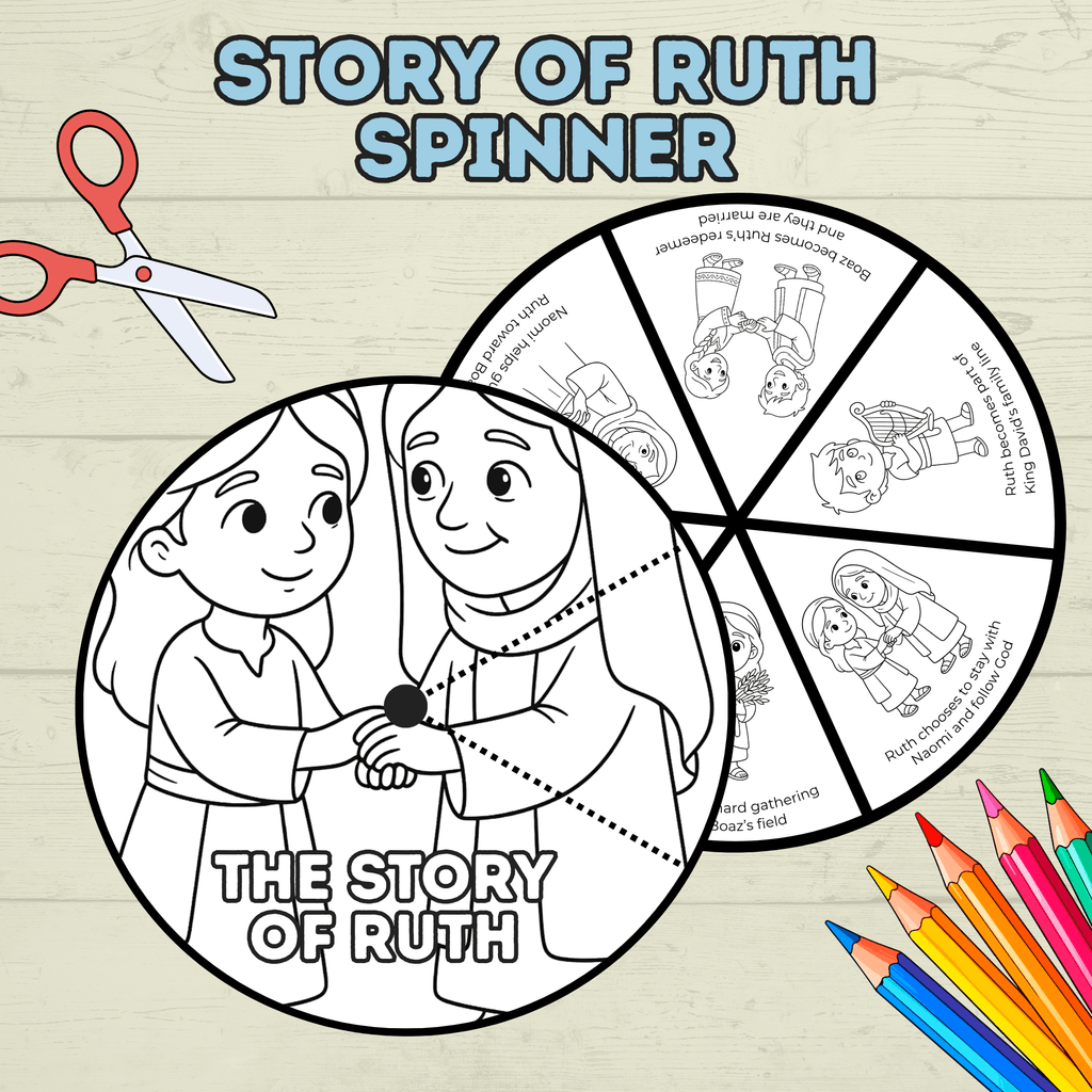 Ruth Bible Craft, Ruth Story Spinner Craft, Sunday School Craft, VBS, Bible