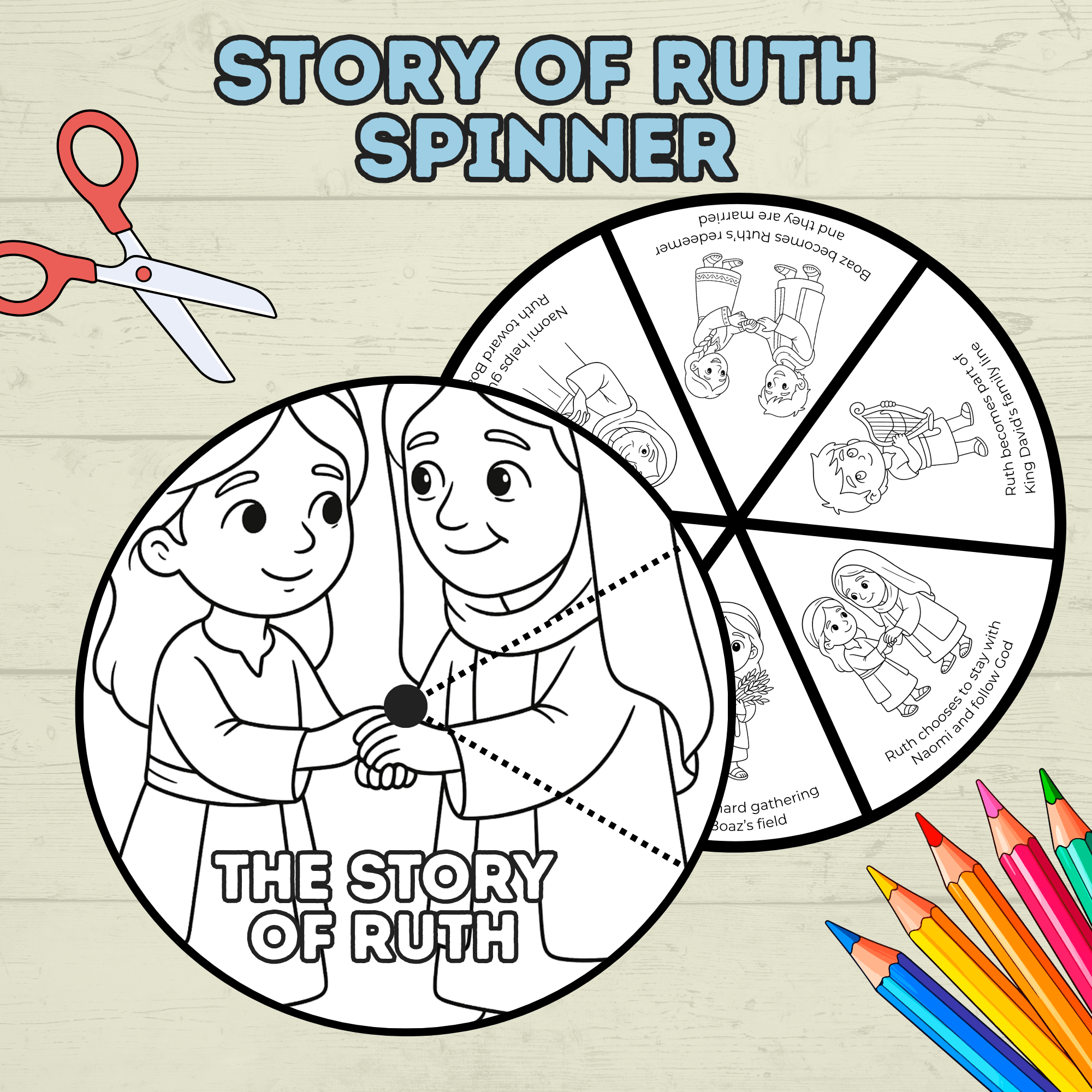 Ruth Bible Craft, Ruth Story Spinner Craft, Sunday School Craft, VBS, Bible