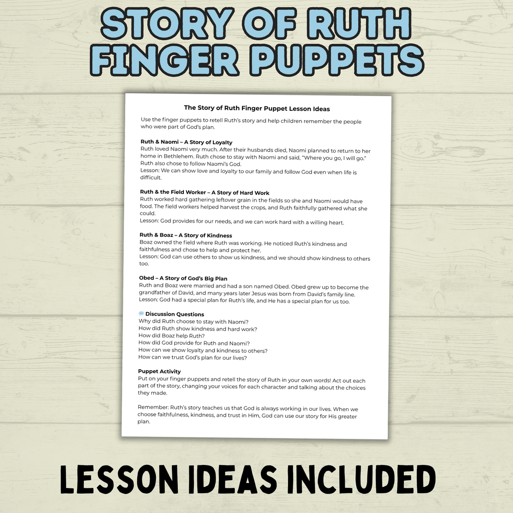 Ruth Craft, Bible Story Craft, Finger Puppets Bible Lesson, Sunday School Craft