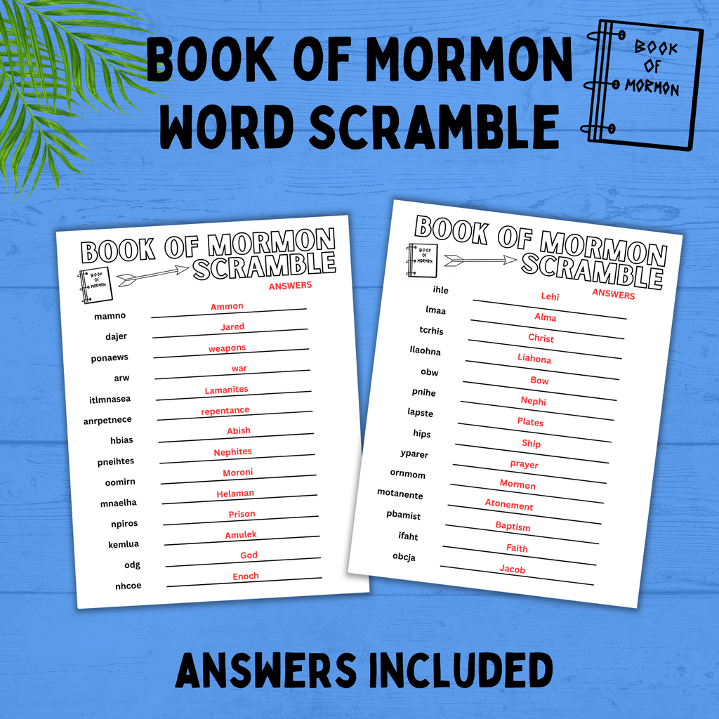 Book of Mormon Word Scramble for Kids | Kids Activities | Kids Printables | Book of Mormon Printables | Primary Activities | Family