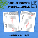 Book of Mormon Word Scramble for Kids | Kids Activities | Kids Printables | Book of Mormon Printables | Primary Activities | Family