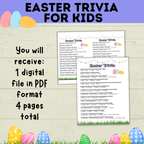 Easter Trivia for Kids | Kid's Trivia | Easter Printables | Easter Games | Kids Games | Classroom Games | Party Games | PDF download