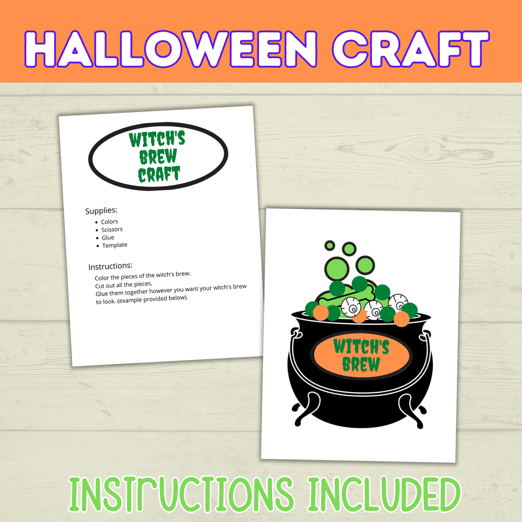 Kids Halloween Craft | Witch's Brew Caldron Craft | Halloween Craft Kit | Halloween Party | Halloween Printable | Digital Download