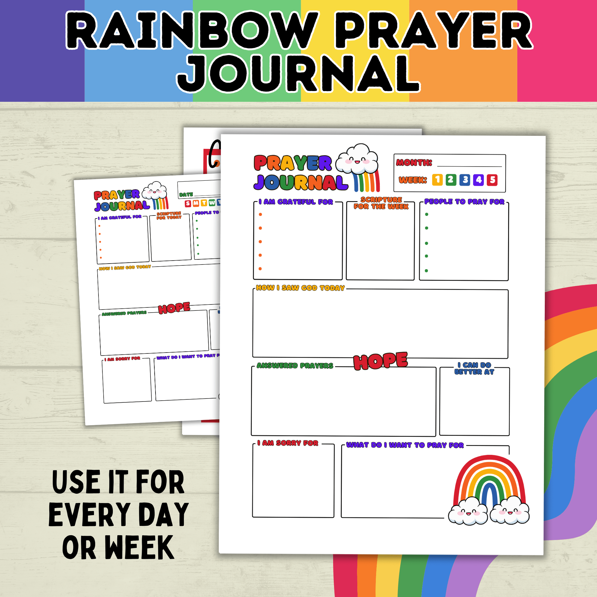 Prayer Journal for Kids | Rainbow Journal | Rainbow-themed | Journal for Kids | Teach Kids Prayer | Prayer Download | Prayer Printable