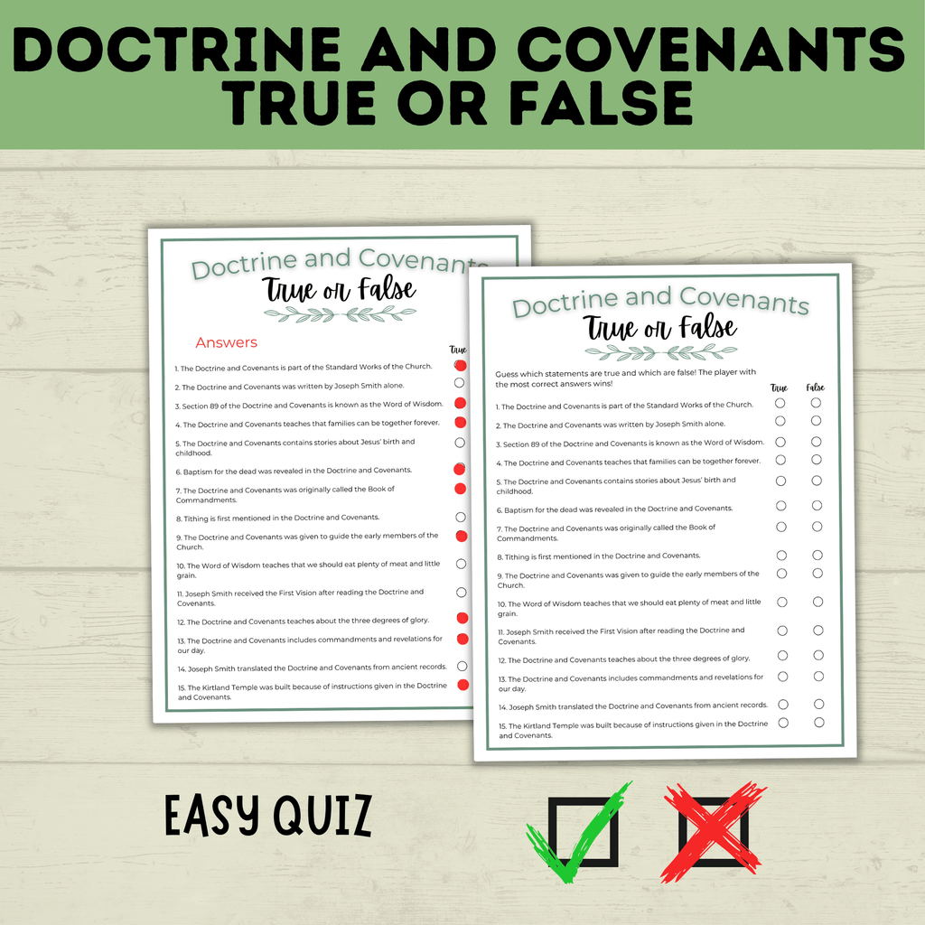 Doctrine and Covenants True or False | Doctrine and Covenants Quiz | Scripture Quiz | Come Follow Me | D&C Lesson | Sunday School Lesson
