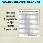 Yearly Prayer Tracker | Prayer Chart | Prayer Lessons | Primary Class Prayer Chart | Kids Prayer Printable | Prayer sheet for kids |